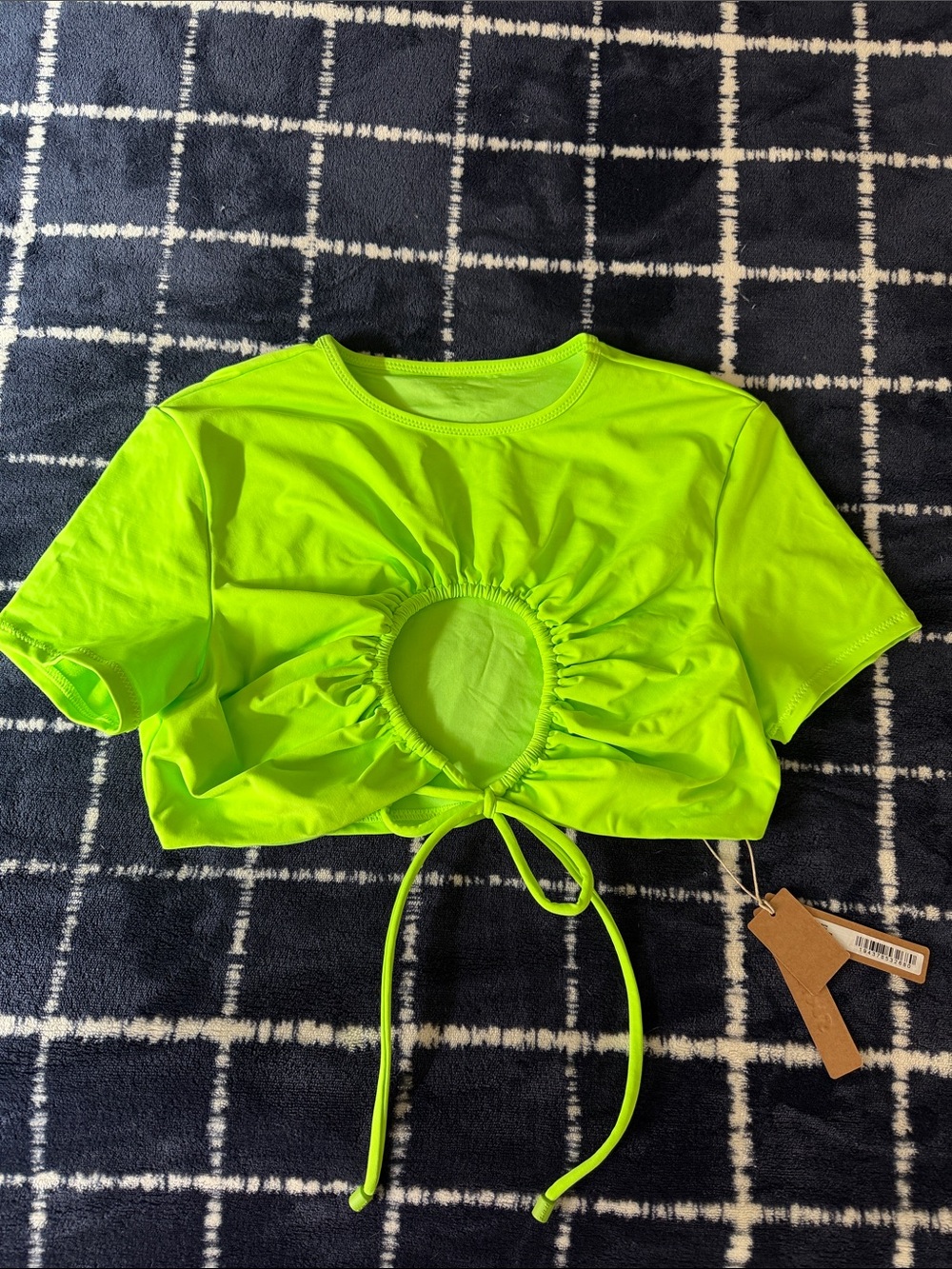 SKIMS Neon Green Cutout Tie-Front Crop Top